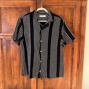 Zara Black and White Striped Casual Button Down Shirt